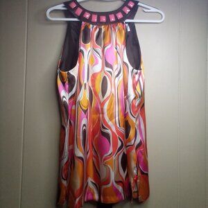 Ivy Jane Blouse Shirt S Sleeveless Beads Colorful